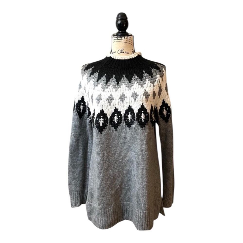 ✨LOFT Gray Fair Isle Sz XL Sweater✨ - Picture 3 of 9